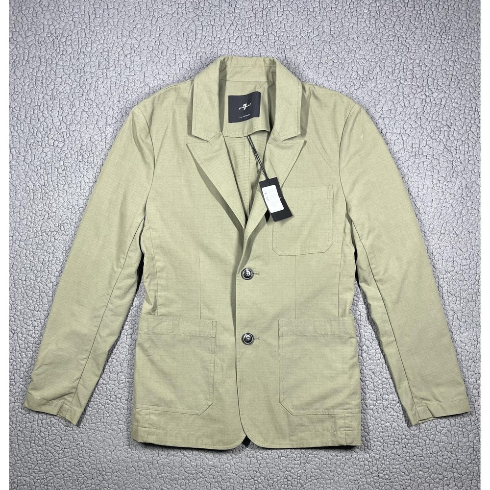 7 For All Mankind Blazer Mens XS Army Green Unstructured Cotton Jacket Casual